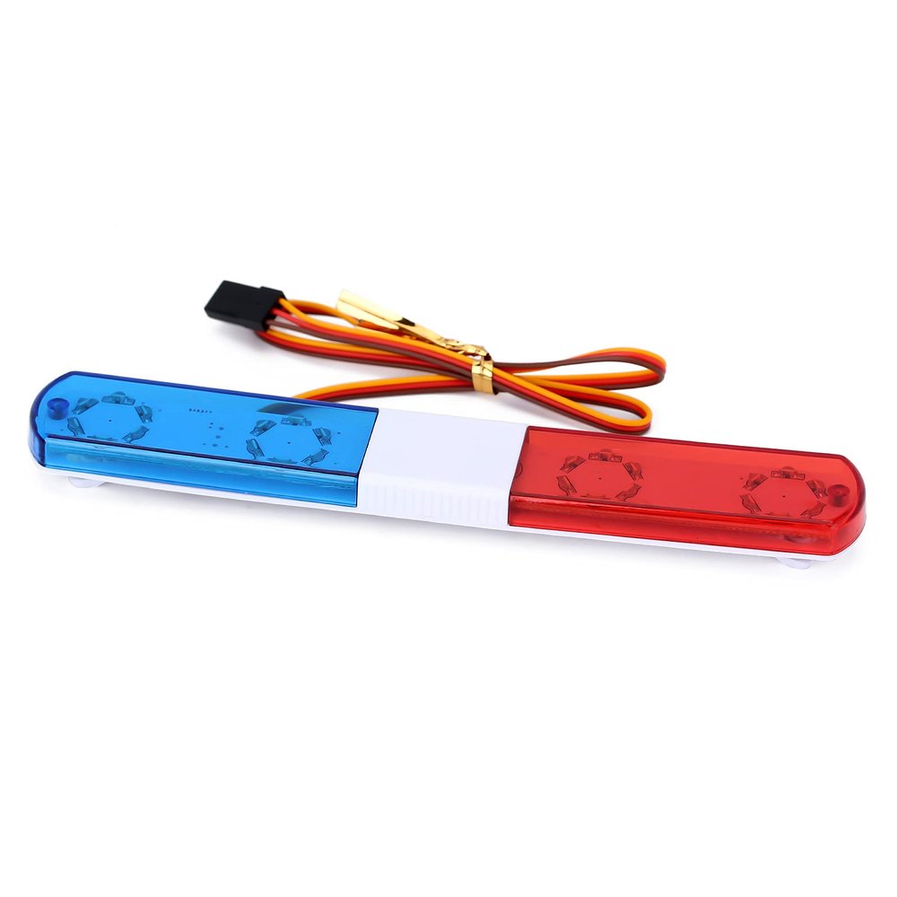 LAFEINA Multi-Function LED Police Flash Light Bar Lamp for 1/10 1/8 1/12 RC Model Car WPL D12 HSP TRX4 Tamiya CC01 D90 SCX10 (145mm Red & Blue)