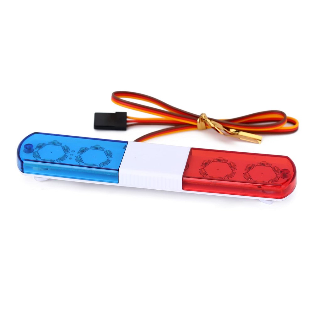 LAFEINA Multi-Function LED Police Flash Light Bar Lamp for 1/10 1/8 1/12 RC Model Car WPL D12 HSP TRX4 Tamiya CC01 D90 SCX10 (115mm Red & Blue)