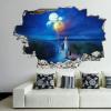 3D Broken Wall Stickers Stickers Loveourplanet Earth Peaceful Journey Travel 36 x 24 Inch Removable Wall Decal, Peel and Stick Landscape Wall Decor for Bedroom Living Room, Mural Art for Kids Boys Gi view 1