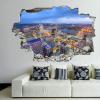 3D Broken Wall Stickers Stickers Cincinnati, Ohio, USA Cityscape at 36 x 24 Inch Removable Wall Decal, Peel and Stick Landscape Wall Decor for Bedroom Living Room, Mural Art for Kids Boys Girls Gift view 1