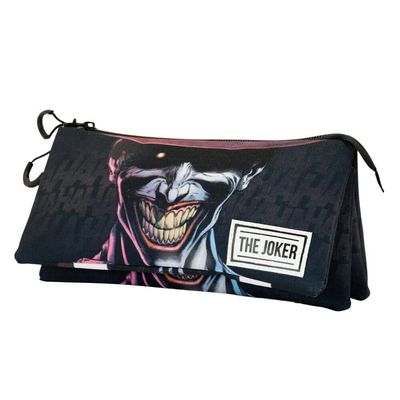 KARACTERMANIA DC Comics Joker Crazy Pencil Case Triple ECO, Black, 23 x 11 cm, Black/White, Talla nica, ECO Crazy Triple Pencil Case