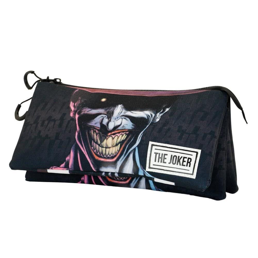 KARACTERMANIA DC Comics Joker Crazy Pencil Case Triple ECO, Black, 23 x 11 cm, Black/White, Talla nica, ECO Crazy Triple Pencil Case