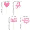 24 Pack Happy Mother's Day Cupcake Toppers Glitter Number 1 Mom Love Heart Cupcake Picks Best Mom Cake Decorations for Women Birthday Happy Mother's Day Theme Party Supplies Pink view 2