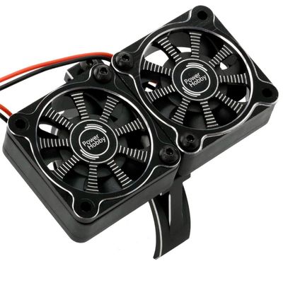 Power Hobbies Aluminum Heatsink 1/5 Dual High Speed Cooling Fans w/Covers (Black)
