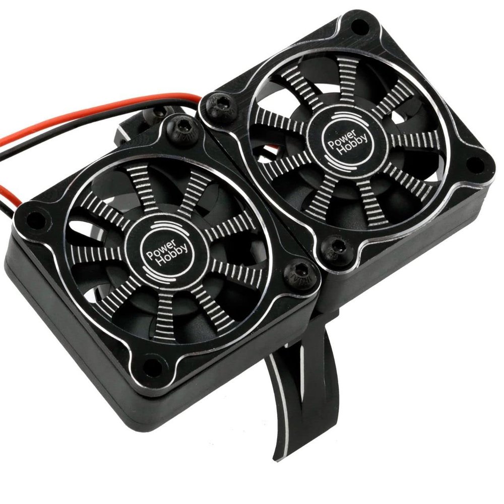Power Hobbies Aluminum Heatsink 1/5 Dual High Speed Cooling Fans w/Covers (Black)