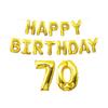 Beistle Happy 70th Birthday Balloon Banner Decorations Mylar Foil Inflatable Hanging Letters Party Supplies, Gold, 14.5"-25" x 180" view 1