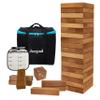 Juegoal 54 Pieces Giant Tumble Tower Blocks Game Giant Wood Stacking Game with 1 Dice Set, Gameboard, Canvas Bag for Adult, Kids, Family, Brown view 1