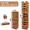 Juegoal 54 Pieces Giant Tumble Tower Blocks Game Giant Wood Stacking Game with 1 Dice Set, Gameboard, Canvas Bag for Adult, Kids, Family, Brown view 2