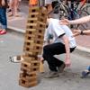 Juegoal 54 Pieces Giant Tumble Tower Blocks Game Giant Wood Stacking Game with 1 Dice Set, Gameboard, Canvas Bag for Adult, Kids, Family, Brown view 4