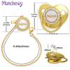 Personalized Pacifier with Name, Bling Gold Pacifier Clip Set with Gift Box Greeting Card, Glitter Crystal Luxurious Dummy Ideal Gift for Girl Baby Shower Newborn Photography(Pink) view 2