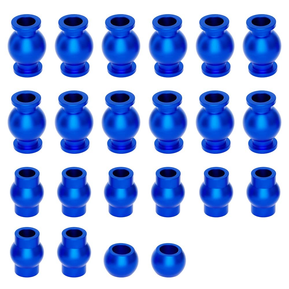 GLOBACT for 1/10 Arrma Senton Pivot Ball/Granite/Big Rock/Vorteks/Typhon/Aluminum Tie Rods Turnbuckles Pivot Ball Shock Pivot Ball Steering Pivot Ball Upgrade Parts Replace Arrma AR330515 (Blue)
