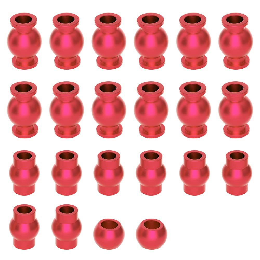 GLOBACT for 1/10 Arrma Senton Pivot Ball/Granite/Big Rock/Vorteks/Typhon/Aluminum Tie Rods Turnbuckles Pivot Ball Shock Pivot Ball Steering Pivot Ball Upgrade Parts Replace Arrma AR330515 (22Pcs Red)