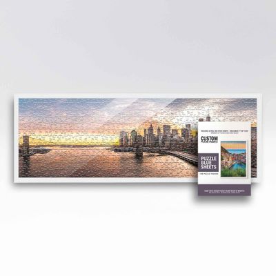 13x39 Puzzle Frame Kit with Glue Sheets | White Mid Century Picture Frame | Real Wood with UV Resistant Acrylic Front | Made to Preserve and Display Puzzles Measuring 13x39 Inches