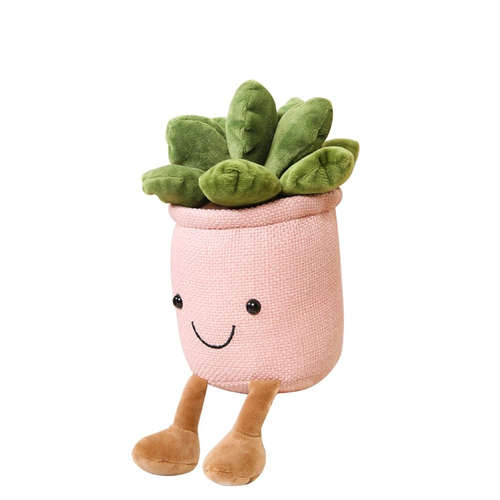 CHELEI2019 9.8" Succulent Potted Plush,Funny Christmas Stuffed Succulent Plant Toy Gift,Pink