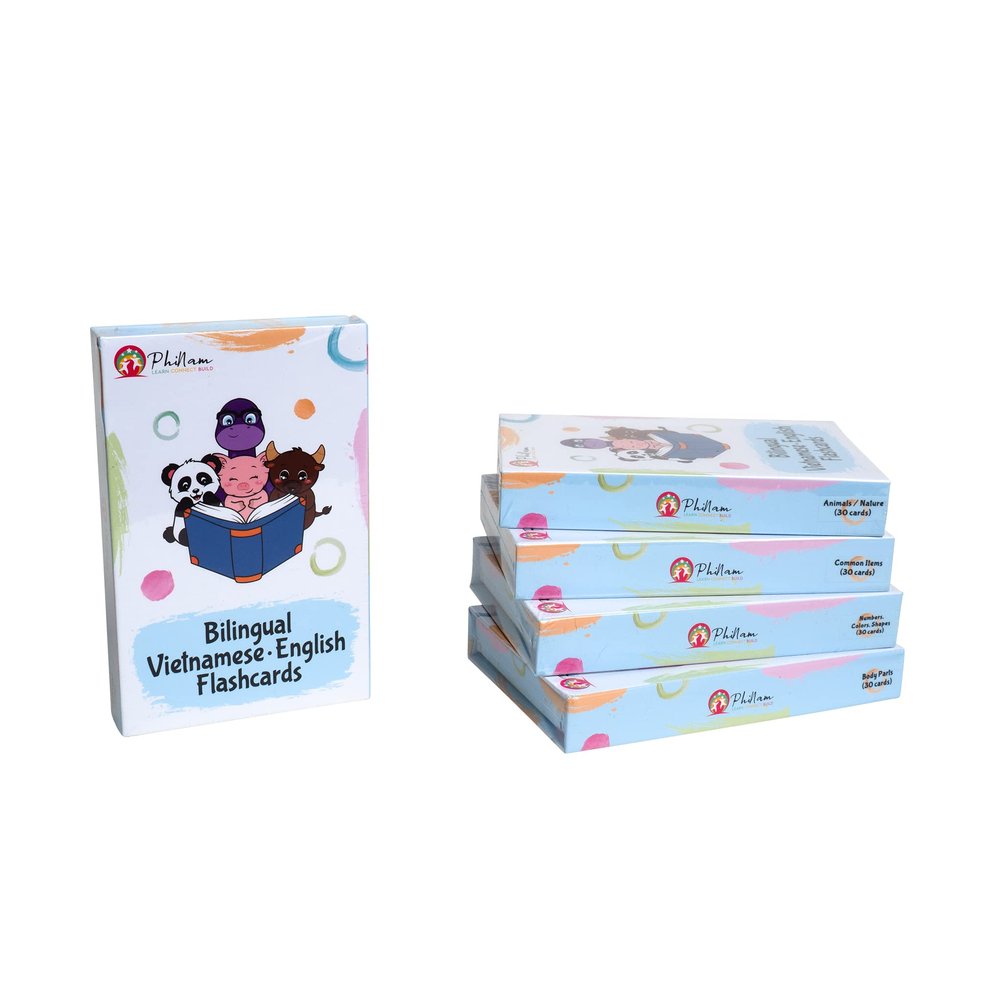 Bilingual Vietnamese English Cards, Flashcards, Bilingual Cards, Vietnamese Cards, Educational, Toddler Cards (Full Set (5 Topics))