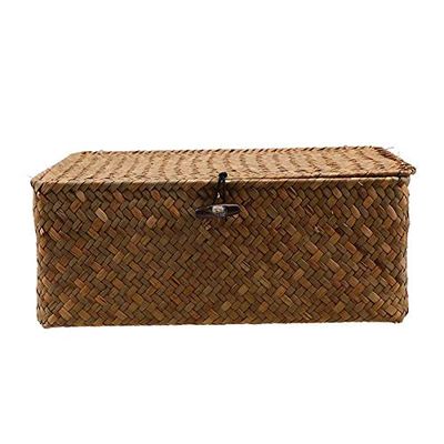 YKHB Storage Basket Storage Box Storage Baskets Handmade Woven Laundry Basket with Buttons Storage Bins Suitable for Bathroom and Kitchen Family Storage Bag (Size : 29x19x12cm)