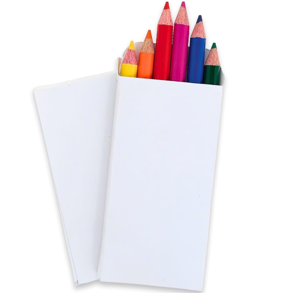 6-Color Small Short Barrel Color Pencils, Mini Pencil, 12 packs of 6 pencils, Restaurant, Fundraiser, Art and Birthday Favors