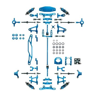 Power Hobbies Powerhobby Tamiya TT-02 Aluminum Upgrade Kit TT02 Arms/Motor Mount/Shocks/Battery/Drive Shaft (Blue)