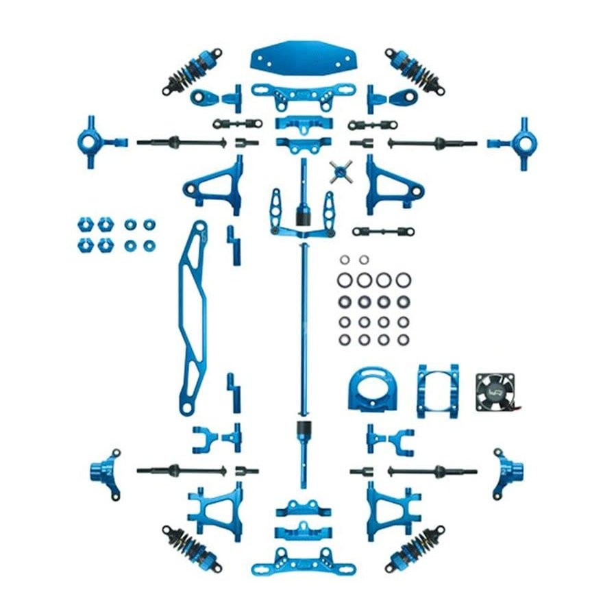 Power Hobbies Powerhobby Tamiya TT-02 Aluminum Upgrade Kit TT02 Arms/Motor Mount/Shocks/Battery/Drive Shaft (Blue)