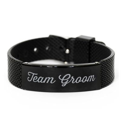 Best Team Groom Black Shark Mesh Bracelet, Team Groom, Groomsmaid Party Group Bracelets for Friends
