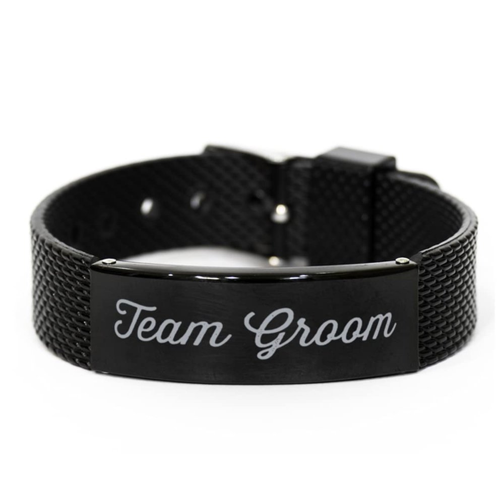 Best Team Groom Black Shark Mesh Bracelet, Team Groom, Groomsmaid Party Group Bracelets for Friends