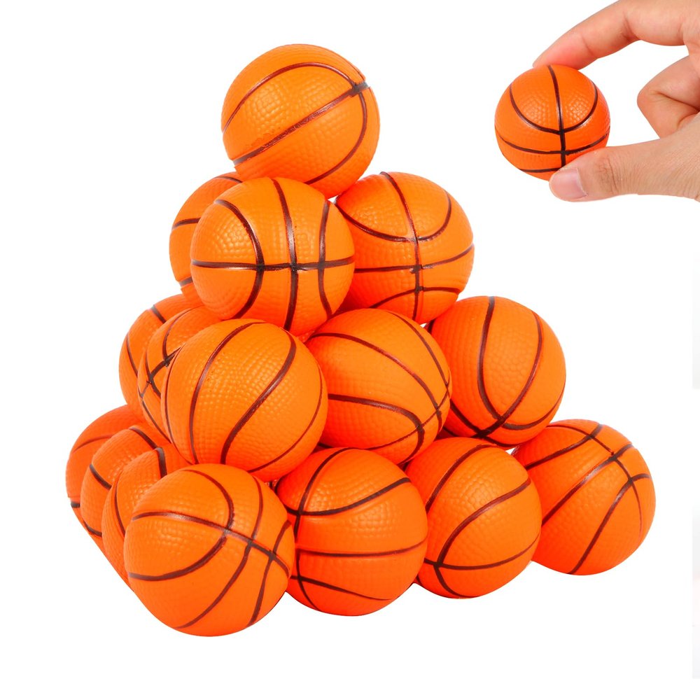 Urspasol 20 PCS 1.6 inch Foam Basketball Stress Ball Small Mini Sports Squeeze Ball Basketball Party Favors for Kids Stress Relief Toy School Carnival Reward