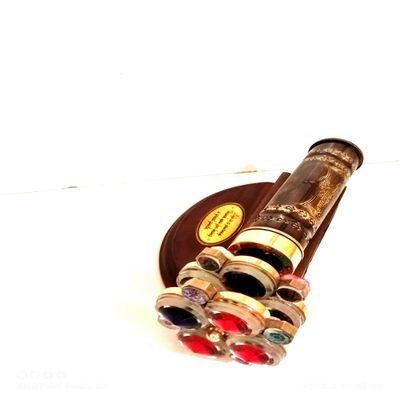 Antique Brown Double Wheel Kaleidoscope Vintage Maritime Optical Brass Collectible Nautical Gift(with Stand)