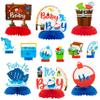 ANGOLIO 12Pcs Gone Fishing Baby Shower Party Centerpieces Gender Reveal Table Topper Honeycomb Party Decorations Summer 3D Fishing Table Decor for Baby Boy Birthday Party Decorations view 1