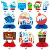 ANGOLIO 12Pcs Gone Fishing Baby Shower Party Centerpieces Gender Reveal Table Topper Honeycomb Party Decorations Summer 3D Fishing Table Decor for Baby Boy Birthday Party Decorations view 3