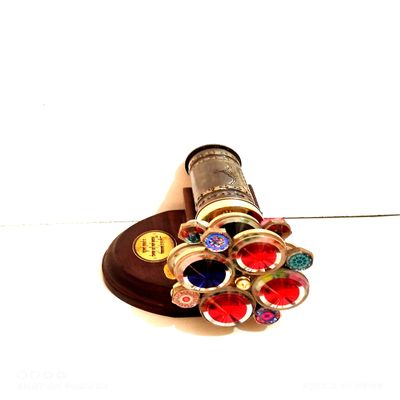 Antique Brown Double Wheel Kaleidoscope Vintage Maritime Optical Brass Collectible Nautical Gift
