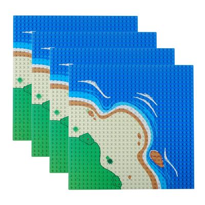 BAENRCY Classic Baseplate 10"x10"Building Block Base Plates Grassland Road BasePlaste for Building Brick Compatible with All Major Brands (4pcs Curved)