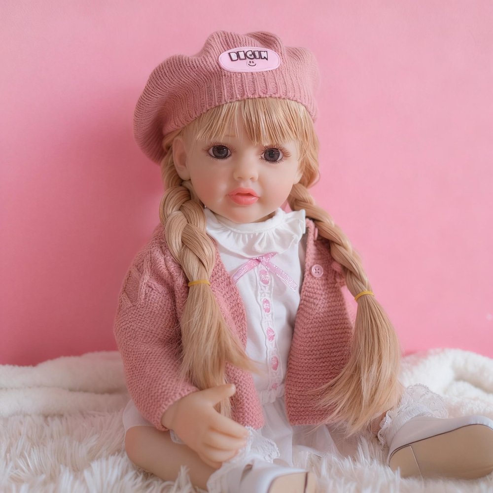iCradle 22 inch Reborn Baby Dolls Girl Full Vinyl Baby Doll Blonde Hair Realistic Baby Doll Lifelike Newborn Bay Dolls Kids Toy for Ages 3+