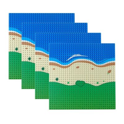 BAENRCY Classic Baseplate 10"x10"Building Block Base Plates Grassland Road BasePlaste for Building Brick Compatible with All Major Brands (4pcs Straight)