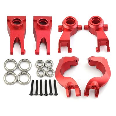 Alloy Front Rear Steering Hub Carriers Blocks Knuckle Arm Set for Arrma 3S BLX Typhon Vorteks Senton Granite Big Rock, Mega550 Typhon Senton Granite Upgrade Parts (Red)