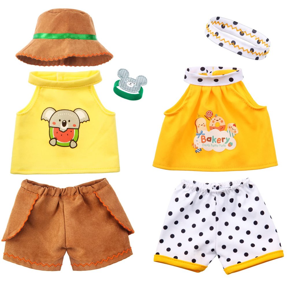 Set of 2 Cute Shirt Or Skirt Teddy Bear Clothes Outfit Fits Most 14" - 18" Bear Plush Stuffed Animal Outfit Build a Bear Doll Clothes and Make Your Own Stuffed Animals( Sleeveless A, Fit 14"-18")