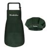 Personalized Kids Apron and Chef Hat Set - Cute Costume With Pockets for Cooking, Painting, Party - Adjustable Unisex Dark Green - Medium view 1