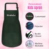 Personalized Kids Apron and Chef Hat Set - Cute Costume With Pockets for Cooking, Painting, Party - Adjustable Unisex Dark Green - Medium view 2