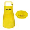 Personalized Apron and Chef Hat Set - Cute Chef Costume for Kids - Aprons with Pockets for Cooking, Painting, Party - Adjustable Unisex Yellow Apron - Small view 1
