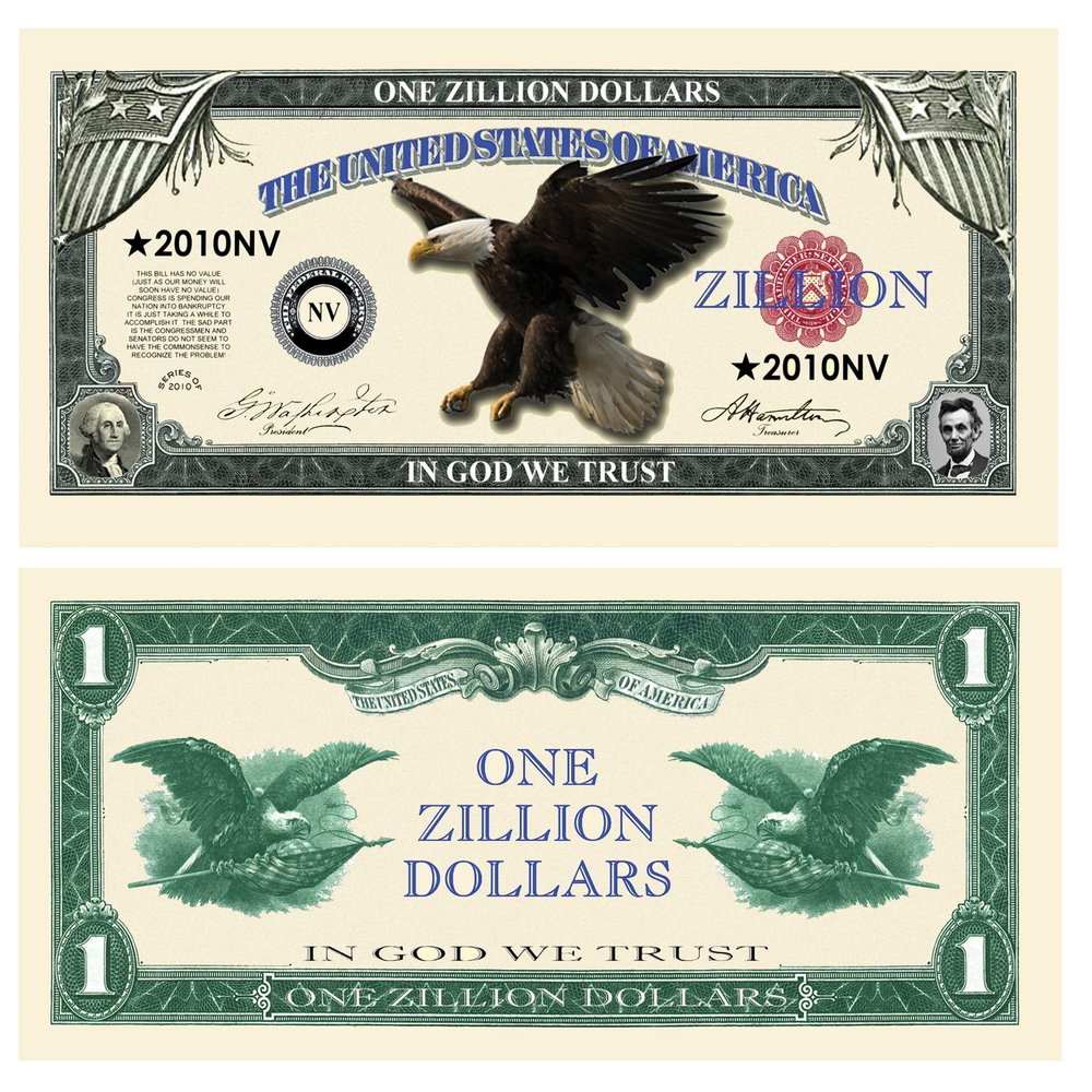American Art Classics Wholesale Pack of 1000 - Zillion Dollar Novelty Money Bills
