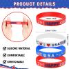 Lewtemi 30 Pieces 4th of July Party Favors USA Silicone Bracelet Patriotic American Flag Red White and Blue Rubber Wristband for Independence Day Decorations Fourth of July Party Accessories Gift view 2