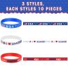 Lewtemi 30 Pieces 4th of July Party Favors USA Silicone Bracelet Patriotic American Flag Red White and Blue Rubber Wristband for Independence Day Decorations Fourth of July Party Accessories Gift view 3