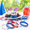 Lewtemi 30 Pieces 4th of July Party Favors USA Silicone Bracelet Patriotic American Flag Red White and Blue Rubber Wristband for Independence Day Decorations Fourth of July Party Accessories Gift view 4