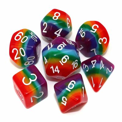 CREEBUY Rainbow DND Dice Set for Dungeon and Dragons D&D RPG Role Playing Games Polyhedral Dice with Bag