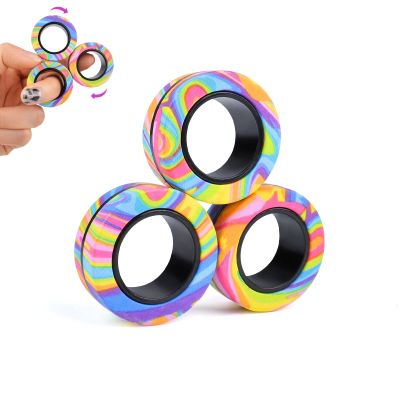9Pcs Magnetic Rings Fidget Toy Set, Idea ADHD Anxiety Magnetic Fidget Toys Adults Fidget Spinner Rings for Relief, Easter Basket Stuffers Valentines Gifts for 8 9 10 11 12 13+ Year Old Teen Boy Girl