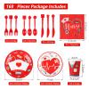 Yisong 168 Pcs Nurse Graduation Party Decorations, Doctor Medical Birthday Tableware Set 24 Guests Dinner Dessert Plates Cups Napkins for Doctors Day Nursing School Office Party Supplies(Red) view 2