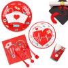 Yisong 168 Pcs Nurse Graduation Party Decorations, Doctor Medical Birthday Tableware Set 24 Guests Dinner Dessert Plates Cups Napkins for Doctors Day Nursing School Office Party Supplies(Red) view 3