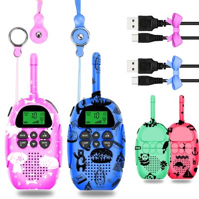 USA-Designed KidzAdventure Rechargeable Walkie Talkies for Kids 2 Pack - 48 Hours Battery 3 Miles Range 22 Channels 2 Way Radio Voice Activation. Best Hiking, Camping & Outdoor Kids Toy Gift Ages 5-10
