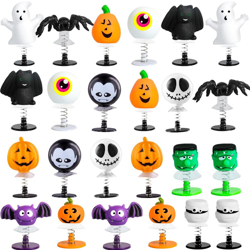 MGparty 24 Pcs Halloween Jumping Popper Spring Toys for Kids, Halloween Party Favors, Goodie Bag Stuffers, Pinata Fillers, Holiday Gifts for Boys Girls