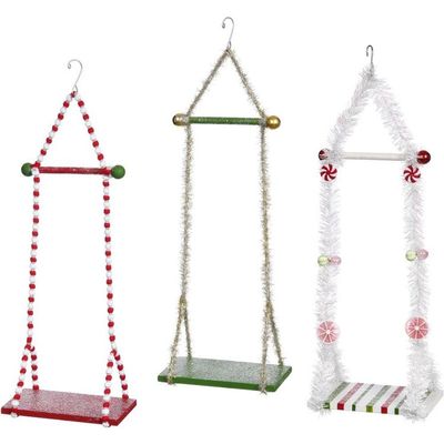 Mark Roberts Christmas 2022 Single Elf Swing, Assortment of 3, Medium 9X18 Inches - Whimsical Christmas Decor for Home Decoration