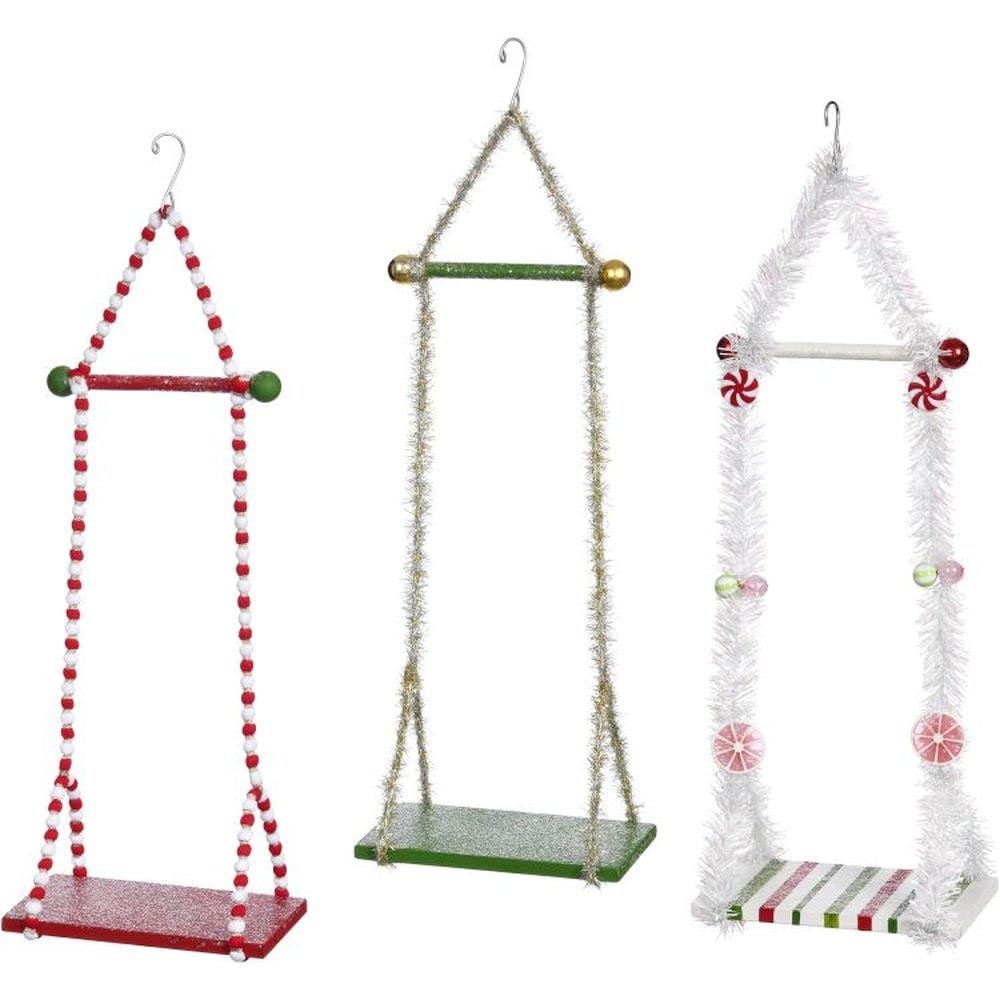 Mark Roberts Christmas 2022 Single Elf Swing, Assortment of 3, Medium 9X18 Inches - Whimsical Christmas Decor for Home Decoration
